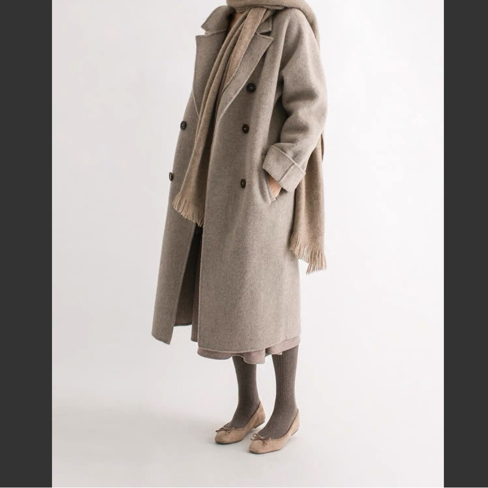 Elegant Beige Double-Breasted Coat